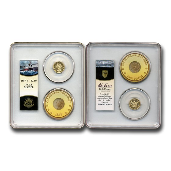 1857-S $2.50 Liberty Gold Quarter Eagle MS-62 PCGS (PL, SS C. Am) 1857-S $2.50 Liberty Gold Quarter Eagle MS-62 PCGS (PL, SS C. Am)